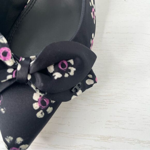 NEW Tory Burch Rosalind Satin Slingback Pump Black Shoes Party Holiday Size 9.5 - Picture 5 of 9